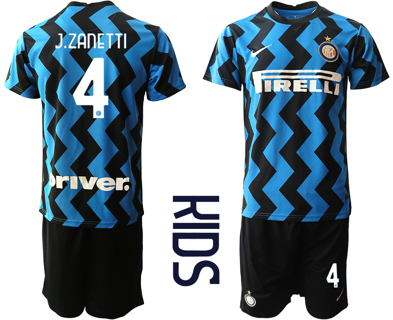 Youth 2020-2021 club Inter Milan home #4 blue Soccer Jerseys